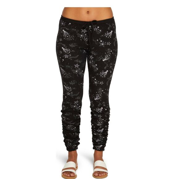 Chaser joggers black printed shirred bliss knit S NEW - Picture 1 of 6